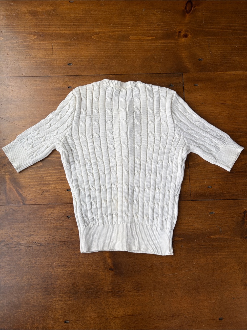 Ralph Lauren Off White Cable Knit Short-Sleeve Cardigan Sz M - Picture 8 of 12